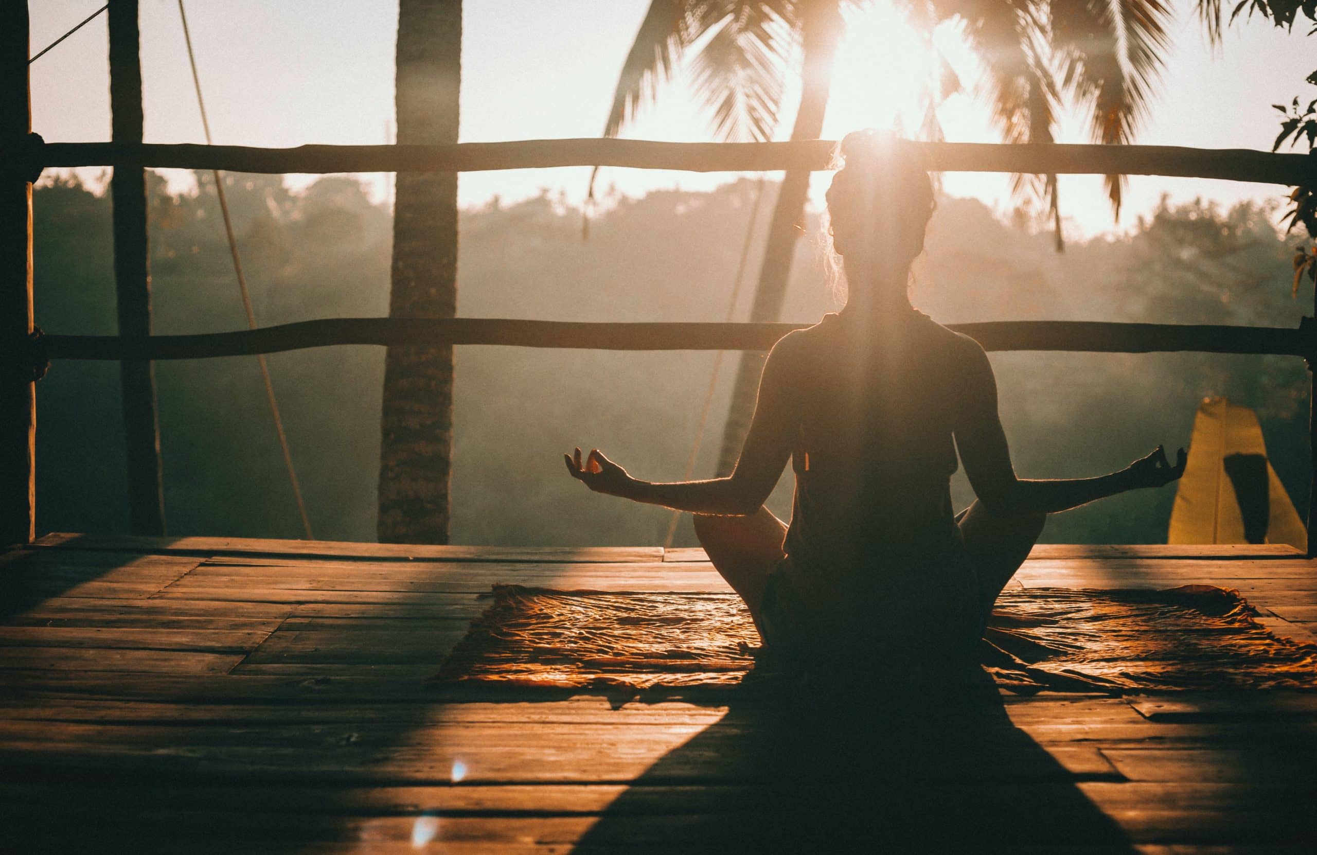 A meditator at sunrise